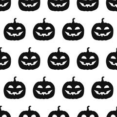 Black halloween Jack-o-lanterns wallpaper. Repeated sample with black silhouettes pumpkins.