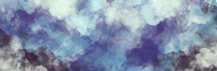 Abstract painting art with sky blue and white cloud paint brush for presentation, website background, halloween poster, wall decoration, or t-shirt design.