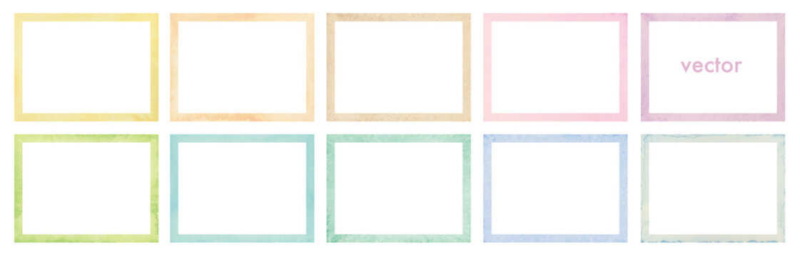 Vector colorful painting rectangle frame set