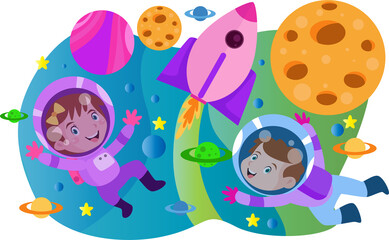 Obraz na płótnie Canvas Little Astronaut - Kids Illustration