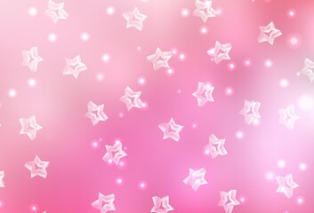 Light Pink vector layout with bright stars.