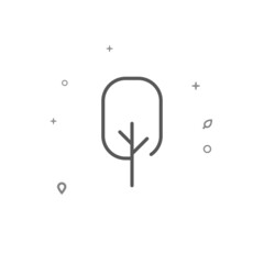Rounded rectangle tree simple vector line icon. Tree sign isolated on white background. Editable stroke