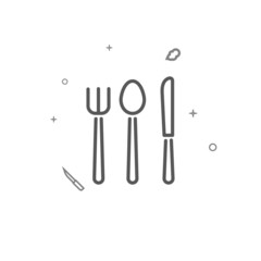 Fork Spoon Knife simple vector line icon. Kitchenware related sign isolated on white background. Editable stroke