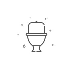 Toilet bowl with a tank simple vector line icon. Plumbing pictogram, sign isolated on white background. Editable stroke