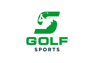 Alphabet letter icon logo S for Golf logo design vector template, Vector label of golf, Logo of golf championship, illustration, Creative icon, design concept