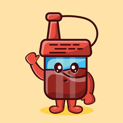 Cute soy sauce bottle mascot with gesture smile isolated cartoon in flat style