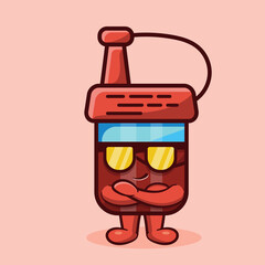 cool soy sauce bottle mascot isolated cartoon in flat style