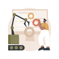 Collaborative robotics abstract concept vector illustration. Collaborative artificial intelligence, manufacturing robotics, cobot automatization, safe industry solutions abstract metaphor.