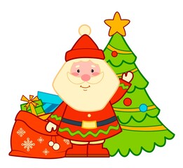 Christmas cartoons clip art. Santa claus bag clipart vector illustration