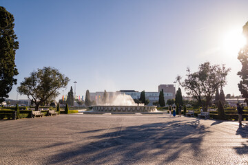 square with fountain in the center