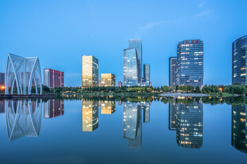 Modern urban architecture landscape in Zibo, China