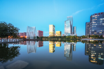 Fototapeta na wymiar Modern urban architecture landscape in Zibo, China