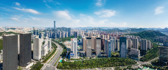 Aerial photography of modern urban architectural landscape of Jinan, China