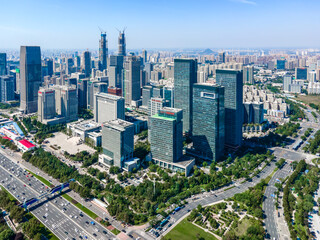 Aerial photography of modern urban architectural landscape of Jinan, China