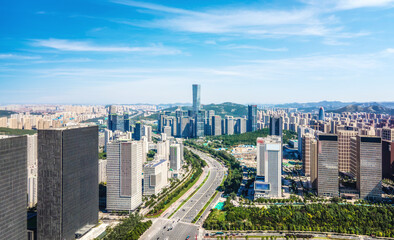 Aerial photography of modern urban architectural landscape of Jinan, China