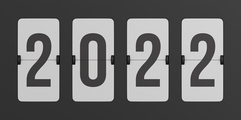 Flip black scoreboard 2022. 3D illustration