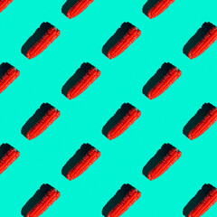 flat seamless pattern of peeled corn on a blue background