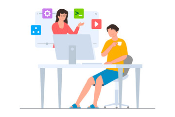 Programmer online course vector illustration
