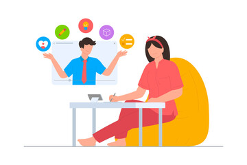 Design thinking online course vector illustration