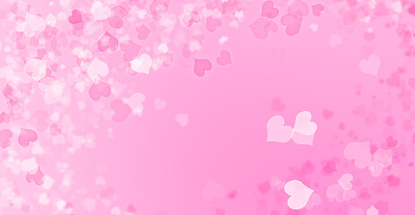 Valentine’s heart glitter bokeh on pink gradient background.