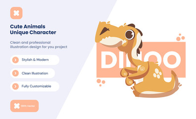 cute dinosaur icon illustration. animal love icon concept