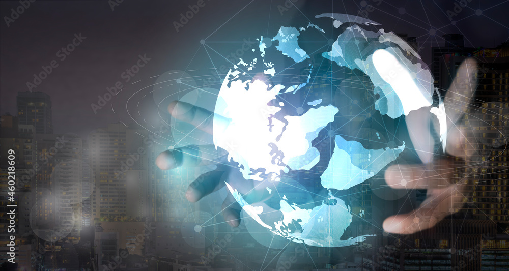 Poster global connection and social network of databases. social media technology online connect