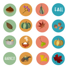 Autumn harvest icon sticker set秋の収穫アイコンステッカーセット