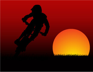 Silhouette of A Person with a Bicycle in Sunset