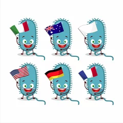Fotobehang Minacovirus cartoon character bring the flags of various countries © kongvector
