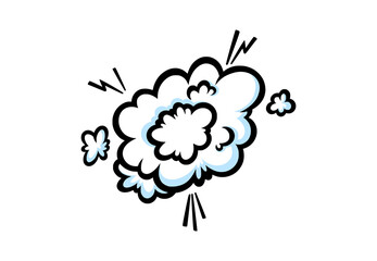 Banging steam ring in comic style. Round cloud of vapour or smoke blasting in the air. Vector illustration isolated in white background