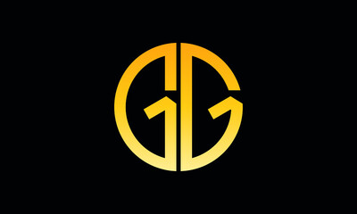 Alphabet gg OR gg monogram abstract emblem vector logo template