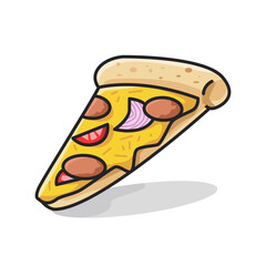 pizza in cute line art illustration style