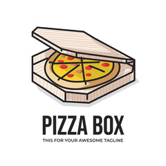 Fototapeta na wymiar pizza in cute line art illustration style