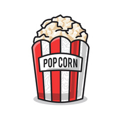pop corn in cute line art illustration style