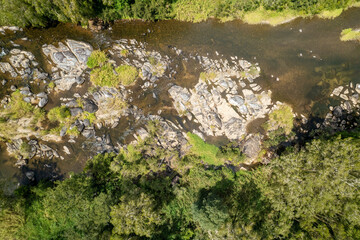 Boulder Filled Country Creek Aerial Perspective