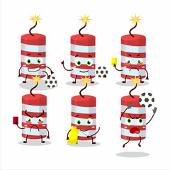 Red firecracker cartoon character working as a Football referee