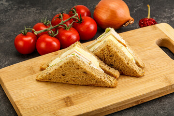 Club sandwich with chicken and cheese