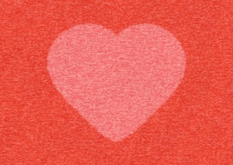 大きなハートマークのある赤色のフェルト生地の背景
