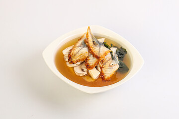 Japanese traditional miso soup with eel