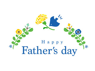 かわいい父の日のFather'sDay（ Blue）6月／手描きイラスト素材