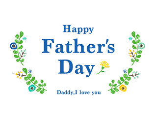 かわいい父の日のFather'sDay（ Blue）6月／手書きイラスト素材