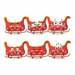 Naklejka premium Reindeer sleigh cartoon character with sad expression