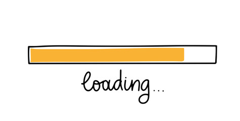 Progress bar in doodle sketch style. Loading icon image. Hand drawn vector illustration.