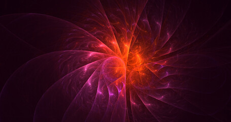 3D rendering abstract red fractal light background