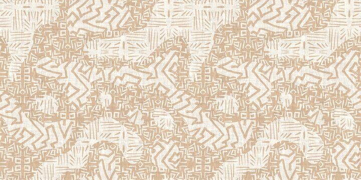 Seamless two tone hand drawn brushed effect pattern border swatch. High quality illustration. Collage of minimal drawings arranged in a seamless pattern with fabric texture overlay. Rough scribble.