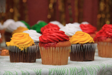Candies for birthday parties. Small colorful candies. Colorful cupcakes