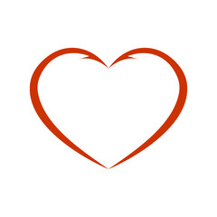 I love fishing. Red heart icon isolated on white background. Heart of two hooks. Vector illustration. EPS10.