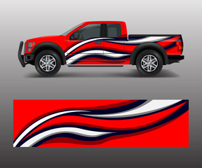 pickup truck graphic vector. abstract shape with grunge design for vehicle vinyl wrap - obrazy, fototapety, plakaty