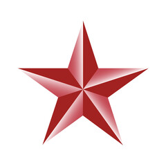 Five-pointed red star on white background. USSR design element. Communism, socialism sign. Vector illustration.