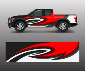 Naklejka premium Truck and car graphic background wrap and vinyl sticker design vector